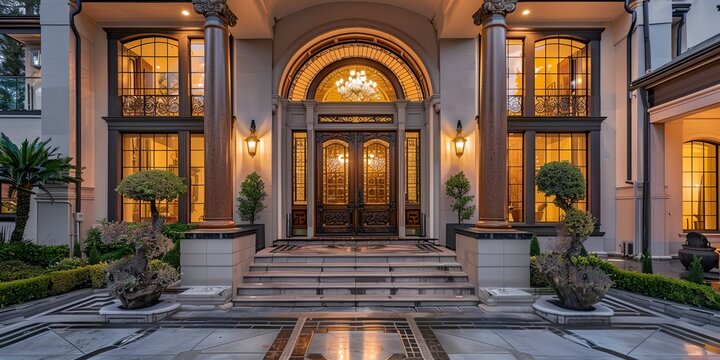 a large building with a lot of windows and a door way leading to it