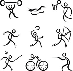 Icon set of various sports activities