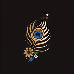 Obraz premium Peacock feather isolated on white black background creative design vector illustration 