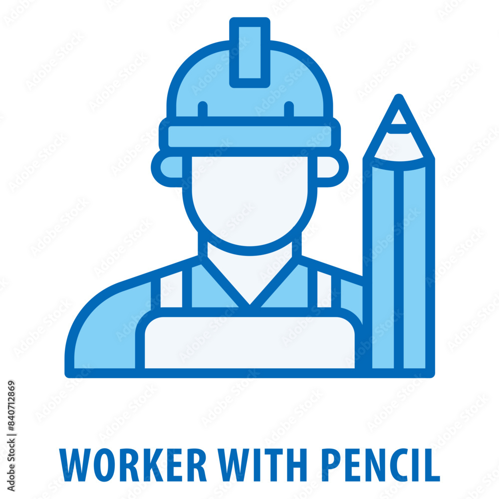 Poster worker with pencil icon simple and easy to edit for your design elements