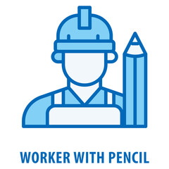 worker with pencil Icon simple and easy to edit for your design elements