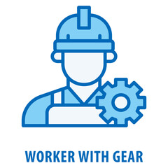 worker with gear Icon simple and easy to edit for your design elements