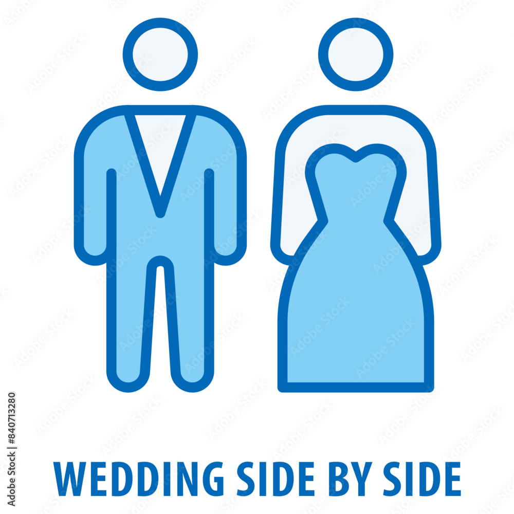 Poster wedding side by side icon simple and easy to edit for your design elements
