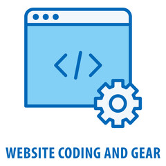 website coding and gear Icon simple and easy to edit for your design elements