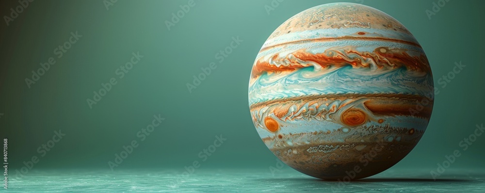 Wall mural Closeup view of Jupiter with vibrant swirls and gradient background