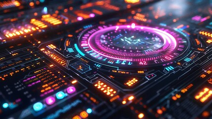 Fototapeta premium Futuristic Technology Interface with Glowing Lights