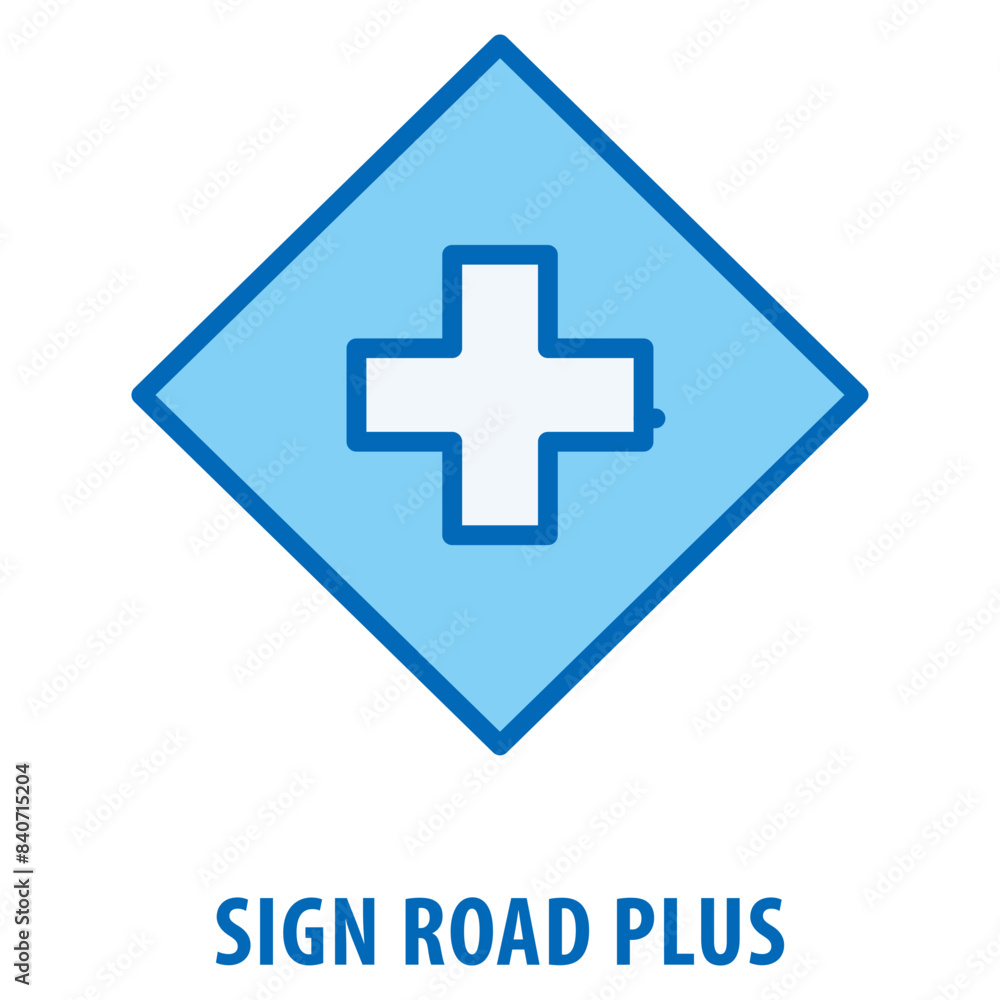 Poster sign road plus icon simple and easy to edit for your design elements