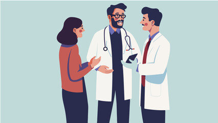 doctor vector illustration, two doctors with a female doctor. Professional Doctor Illustration - Medical Expertise & Compassion
