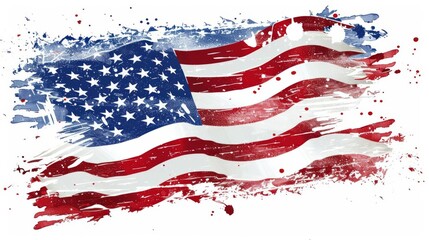 Artistic pop art interpretation of the USA flag, with a splash of comic book sky, ideal for Independence Day festivities