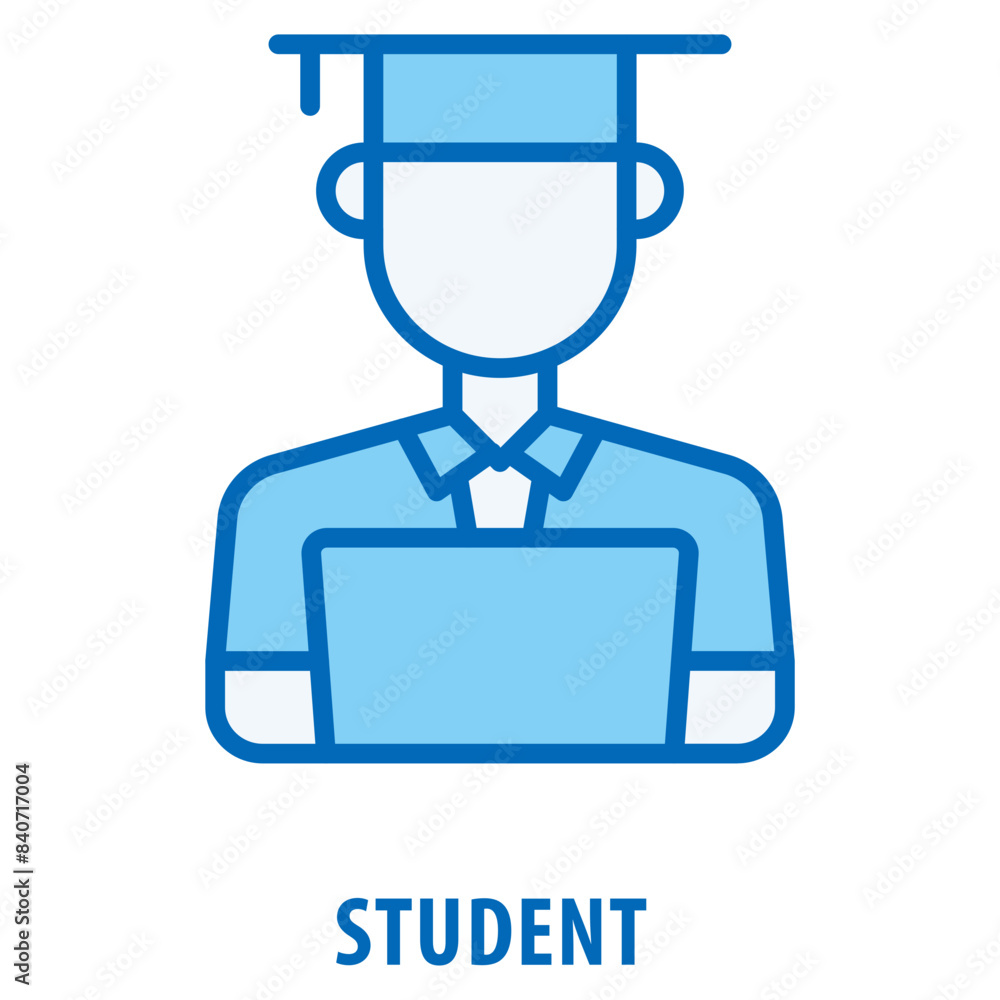 Poster student in front of the laptop icon simple and easy to edit for your design elements