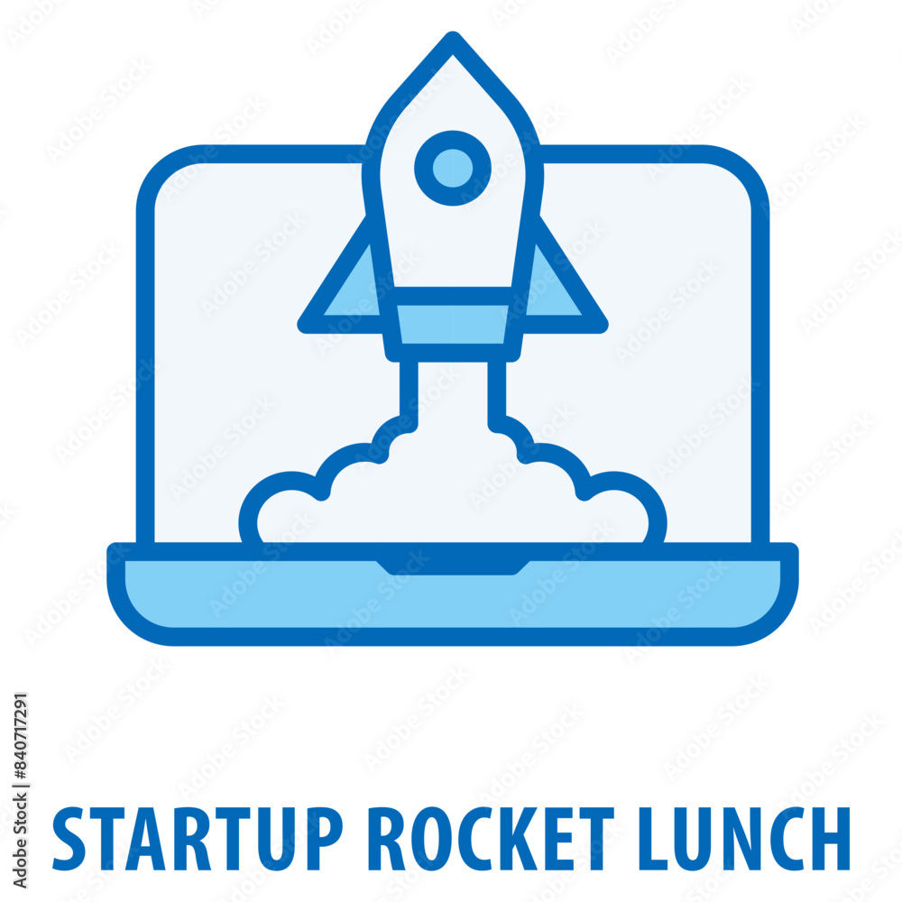 Poster startup rocket lunch icon simple and easy to edit for your design elements
