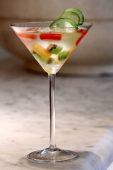 Imperial, classic drink with bitters, dry vermouth, maraschino liqueur and fruits
