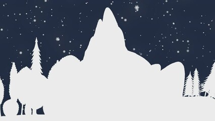 Seamless loop - Looking up at snowy branches and trees, winter background, snow falling