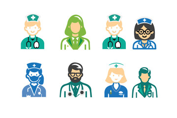 set of Doctor And Nurse icons