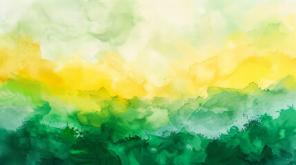 Fototapeta premium Abstract watercolor background with vibrant greens and yellows blending together, creating a fresh spring look 