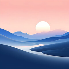 Serene Pastel Landscape: Minimalist Abstract Tranquility