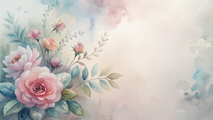 Minimalist watercolor background of roses