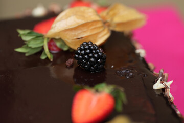 chocolate cake with strawberries
