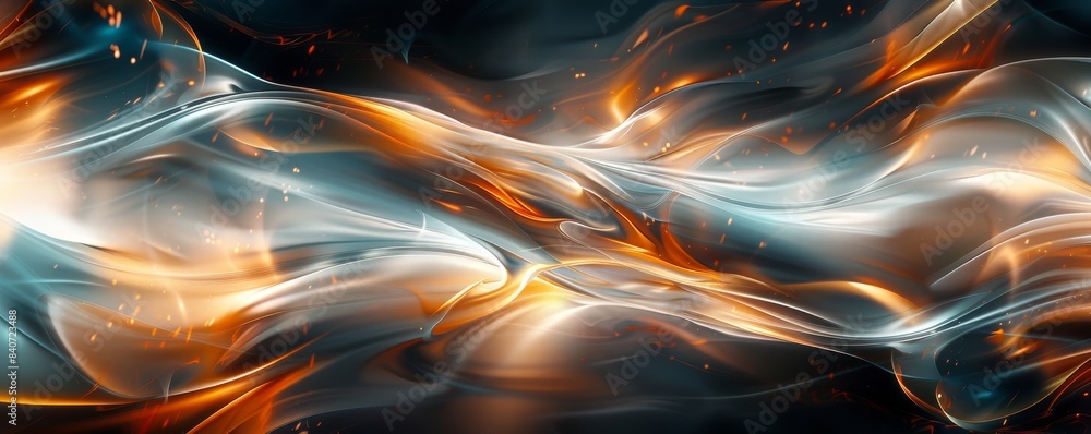 Poster abstract dark background with smooth flowing lines and vibrant colors