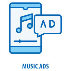 Music Ads Icon simple and easy to edit for your design elements