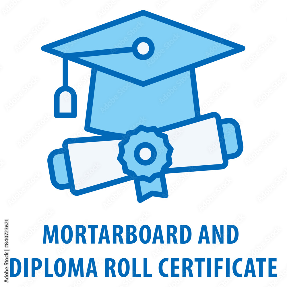 Aufkleber mortarboard and diploma roll certificate icon simple and easy to edit for your design elements