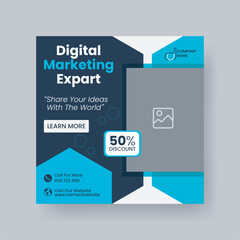 Modern Digital Marketing Agency Social Media Post For Business. Abstract Advertisement Square Web Post for Company Promotion.