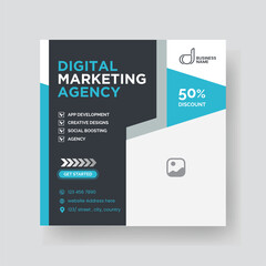 Modern Digital Marketing Agency Social Media Post For Business. Abstract Advertisement Square Web Post for Company Promotion.