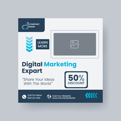 Modern Digital Marketing Agency Social Media Post For Business. Abstract Advertisement Square Web Post for Company Promotion.