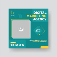 Modern Digital Marketing Agency Social Media Post For Business. Abstract Advertisement Square Web Post for Company Promotion.
