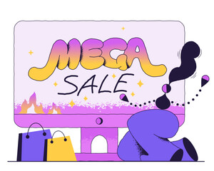 Mega sale lettering on a big monitor
