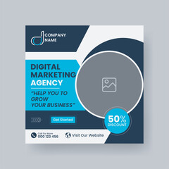 Modern Digital Marketing Agency Social Media Post For Business. Abstract Advertisement Square Web Post for Company Promotion.