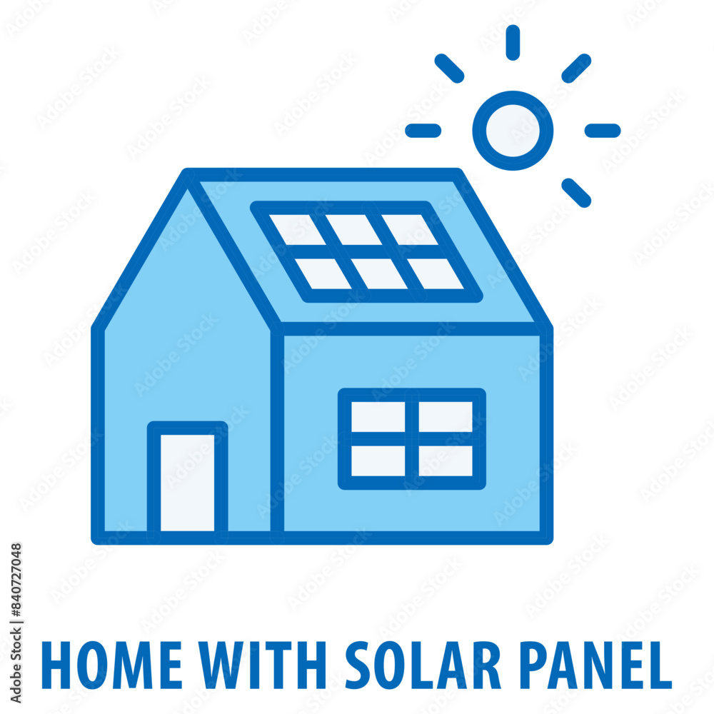 Poster home with solar panel icon simple and easy to edit for your design elements
