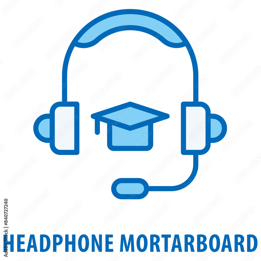 Poster headphone mortarboard icon simple and easy to edit for your design elements