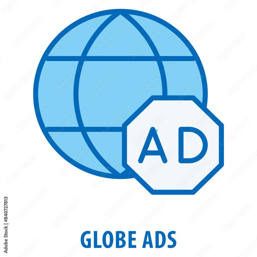 Poster globe ads icon simple and easy to edit for your design elements