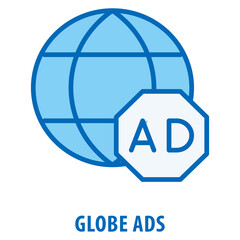 Globe Ads Icon simple and easy to edit for your design elements