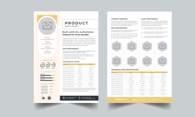 Product Data Sheet, Technical Data Sheet layout template design with 2 style concept layout