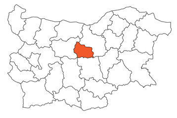 Fototapeta premium Outline of the map of the region of Bulgaria - Gabrovo District