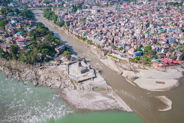 Panchvaktra Temple with aerial view, showing urban design and natural landscape