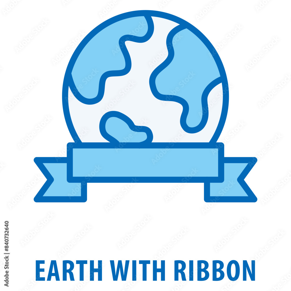 Poster earth with ribbon icon simple and easy to edit for your design elements