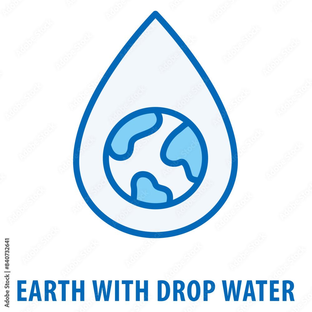Poster earth with drop water icon simple and easy to edit for your design elements