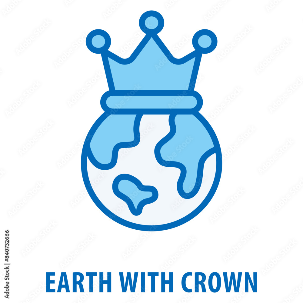 Poster earth with crown icon simple and easy to edit for your design elements
