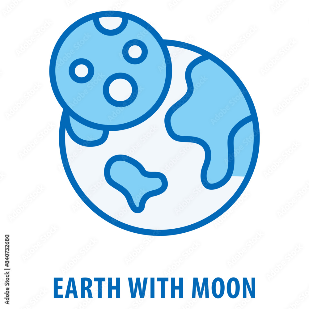 Poster earth with moon icon simple and easy to edit for your design elements