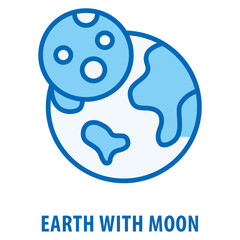 Earth with Moon Icon simple and easy to edit for your design elements