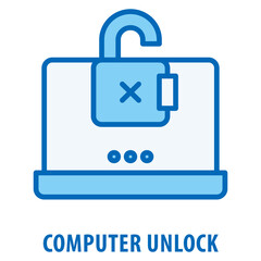 Computer Unlock Icon simple and easy to edit for your design elements