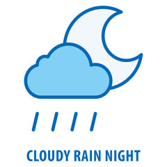 Cloudy Rain Night Icon simple and easy to edit for your design elements