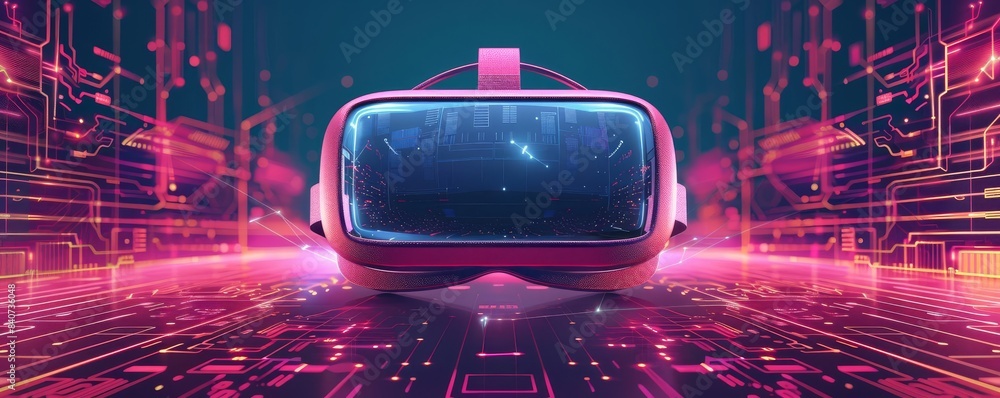 Poster smart algorithms optimized by futuristic digital cpu, flat design, front view, virtual reality theme