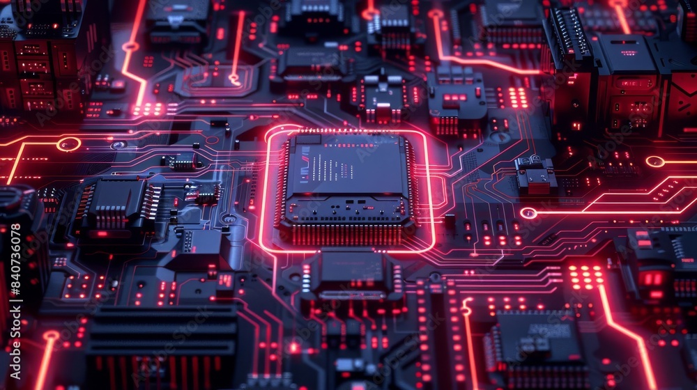 Poster secure processors integrated with futuristic digital cpu, flat design, front view, cyberpunk theme, 