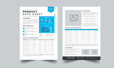 Product Data Sheet, Technical Data Sheet layout template design with 2 style concept layout