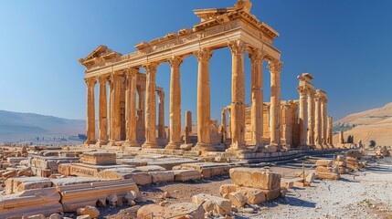 Obraz premium Ancient Roman Ruins in Turkey on a Sunny Day