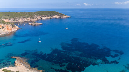 Fototapeta premium Aerial Views Reveal Ibiza's Aquatic Wonders